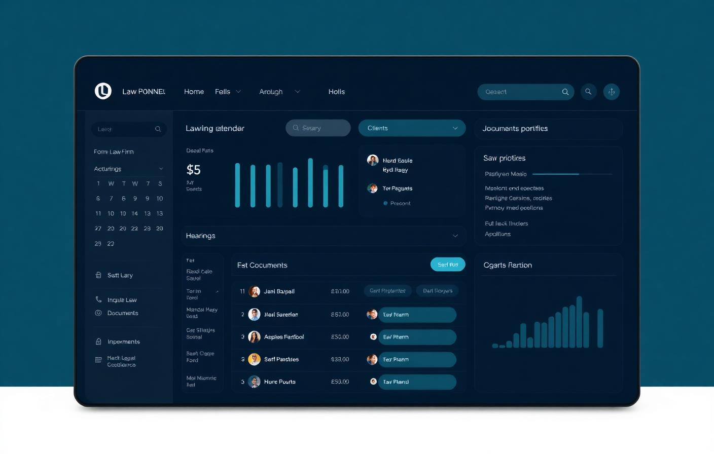 Legal practice dashboard preview